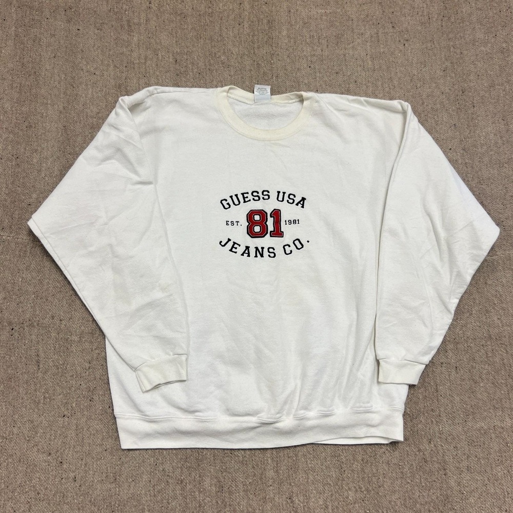 Vintage Guess USA Sweatshirt Mens XL White 1990s Jeans